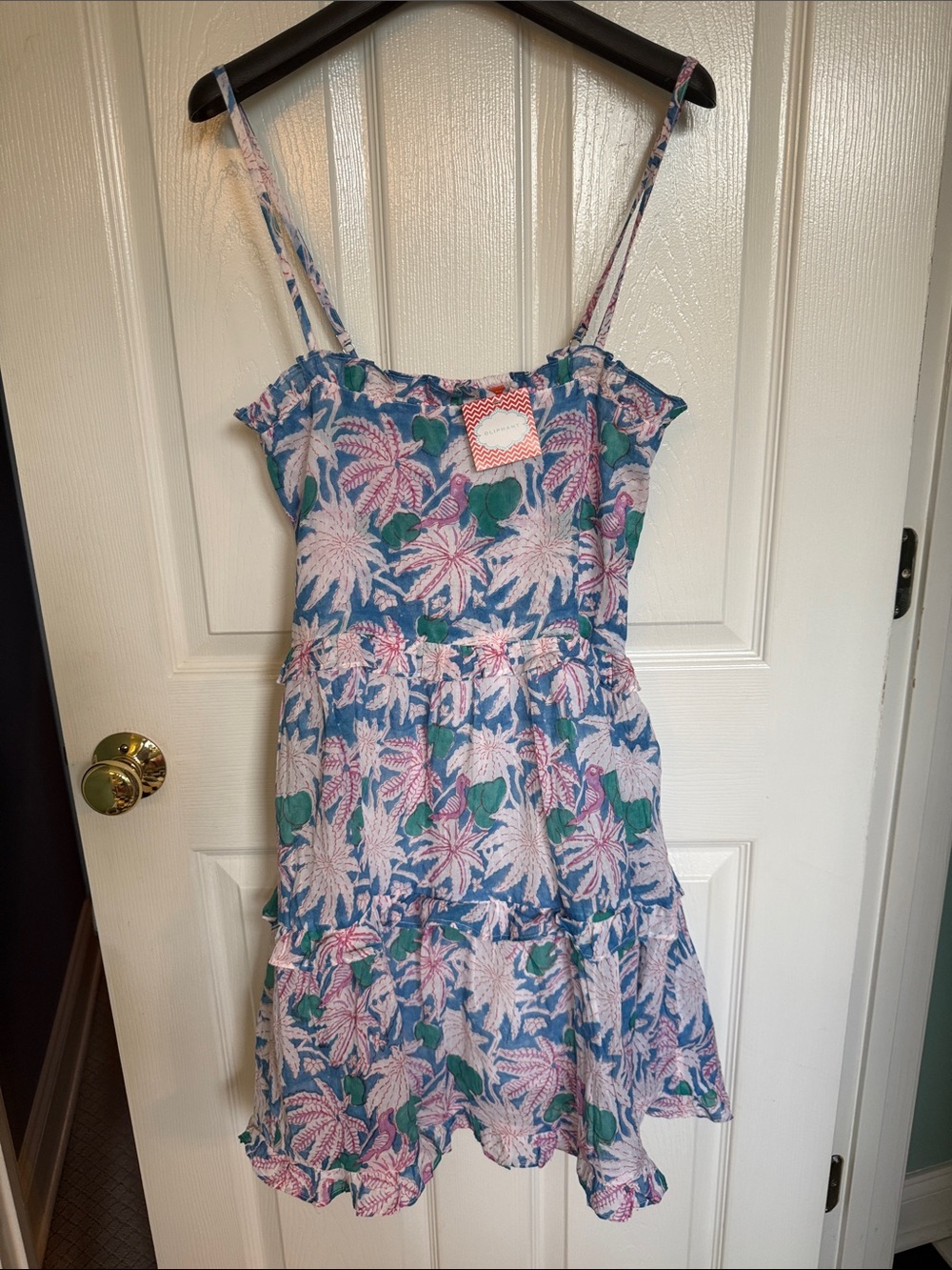NWT Oliphant Smocked Back Mini Dress- Cayman Blue